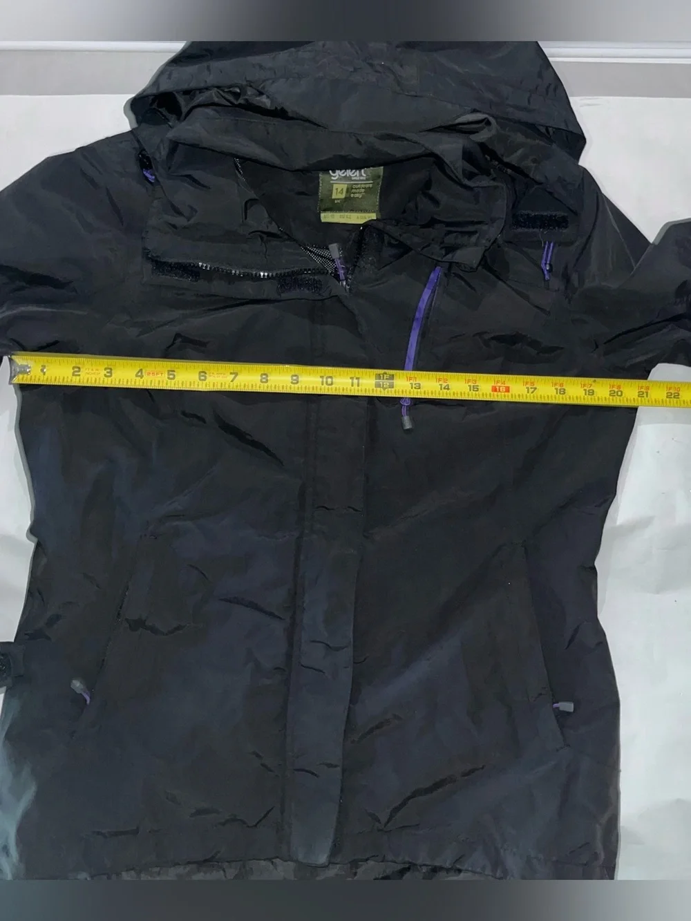 Gelert Women's Black Waterproof Hooded Jacket with purple accents Size US 10